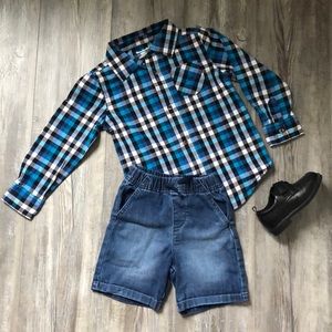 Garanimals 4T boys blue plaid button down dress shirt
